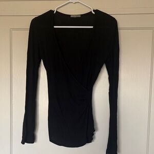 James Perse Black Long Sleeve Wrap Top